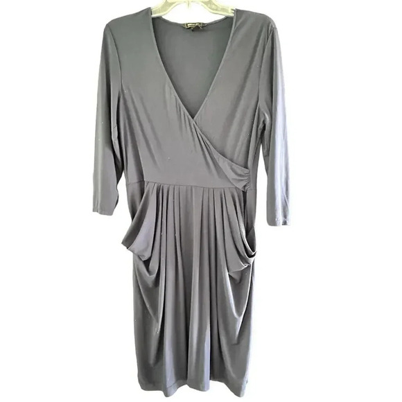 BCBGMAXAZRIA Women's black Long Sleeve Midi Ruffle Dress Size Large - Picture 2 of 8